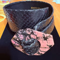 Authentic Python Belts with Precious Stone or Ceramic Buckle Handmade by Gloria O. Hammer
