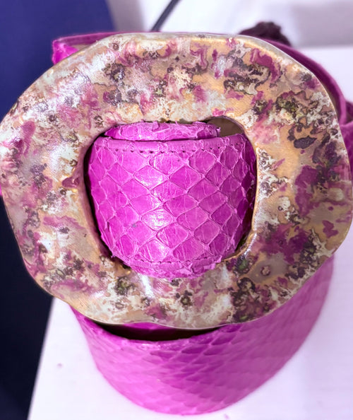 Authentic Python Belts with Precious Stone or Ceramic Buckle Handmade by Gloria O. Hammer